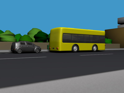 Bus infront of a car